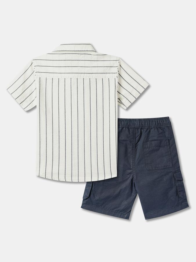 Boys Striped Shirt with Shorts Fashion Set