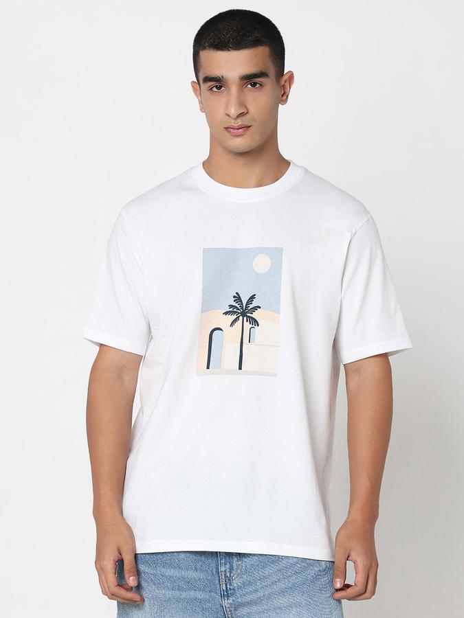 Men Cotton Relaxed Fit Crew Neck Graphic T-shirt