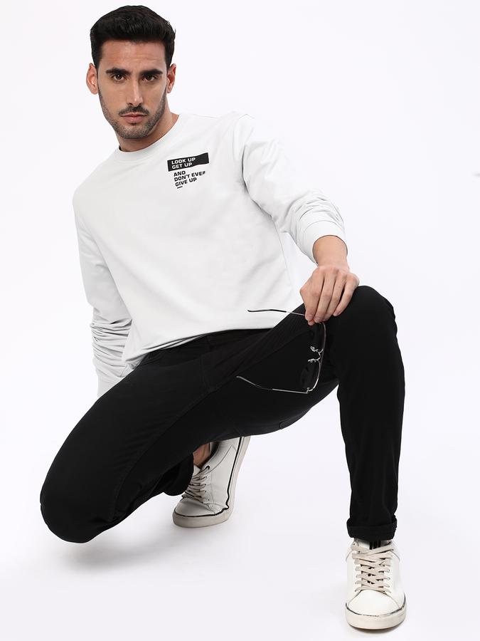 Men Cotton Regular Fit Crew Neck Graphic Sweatshirt