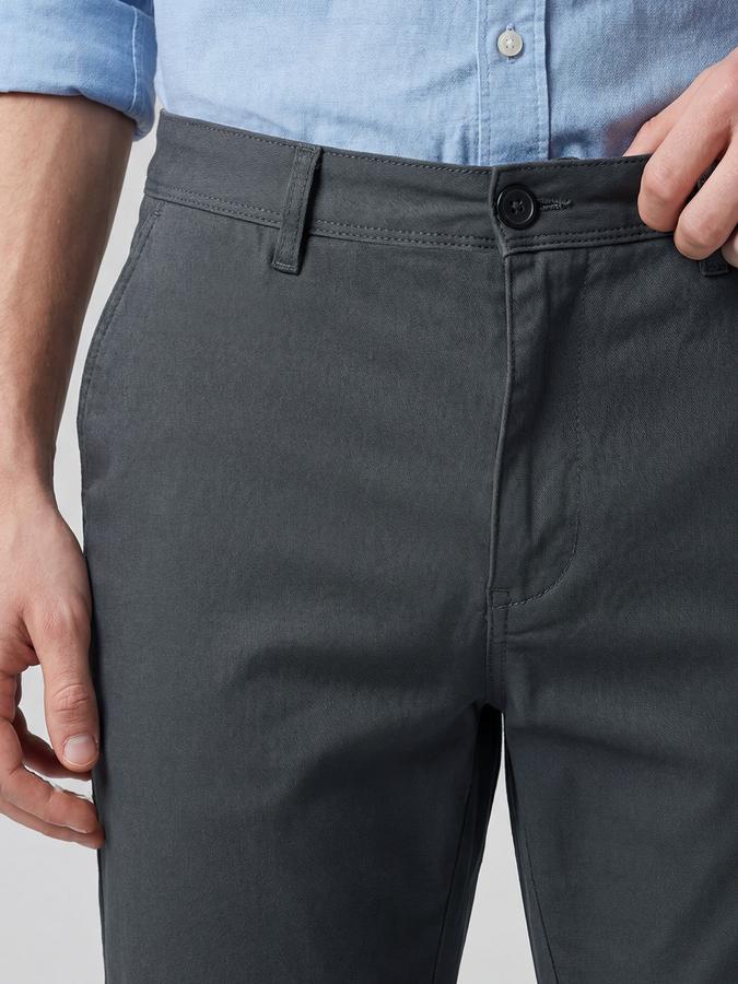 R&B Grey Solid Men Mid-Rise Slim Fit Trouser
