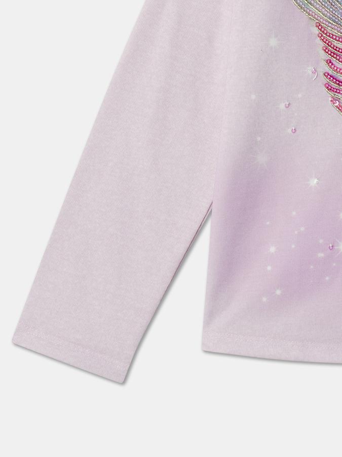 Girls Embellished Regular Fit Round-Neck T-Shirt image number 3