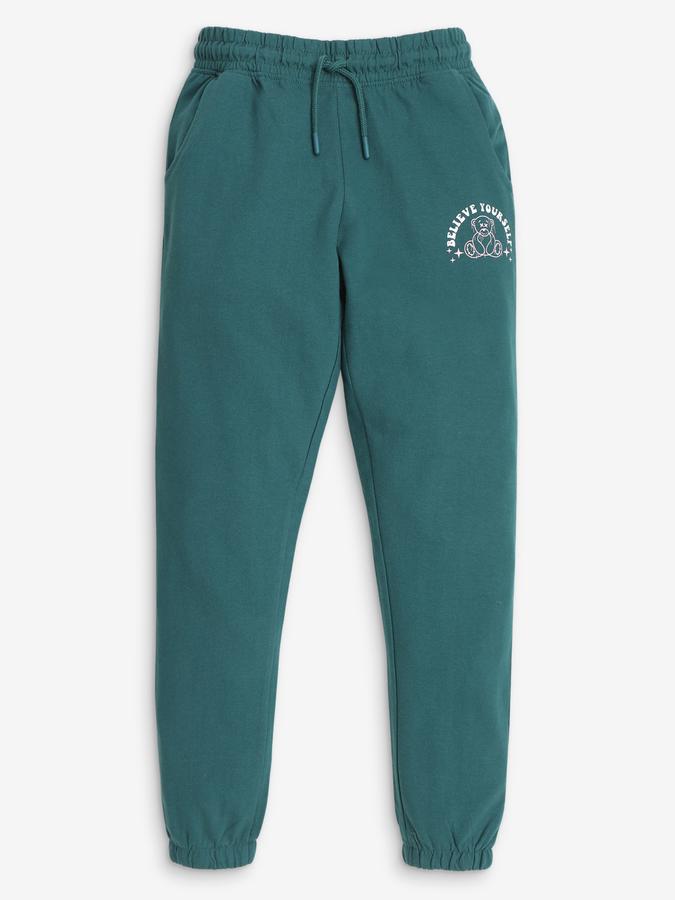Girls Typographic Print Slim Fit Track Pants image number 0