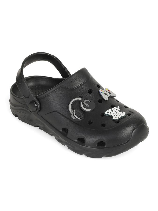 R&B Black EVA Embellished Boys Clogs