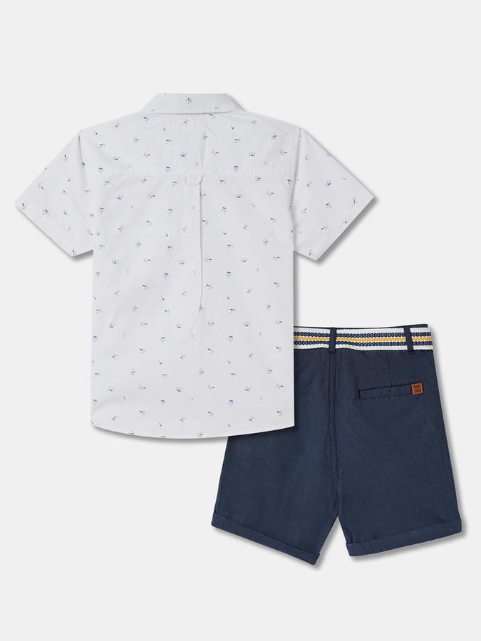 Boys Abstract Print Shirt with Shorts Fashion Set