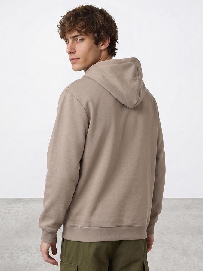R&B Men Sand Typography Print Hooded Long Sleeves Sweatshirt
