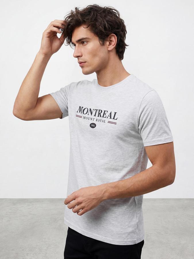R&B Cream Men Printed Short Sleeves Tshirt