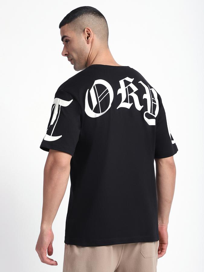 R&B Men's Black Printed T-Shirt