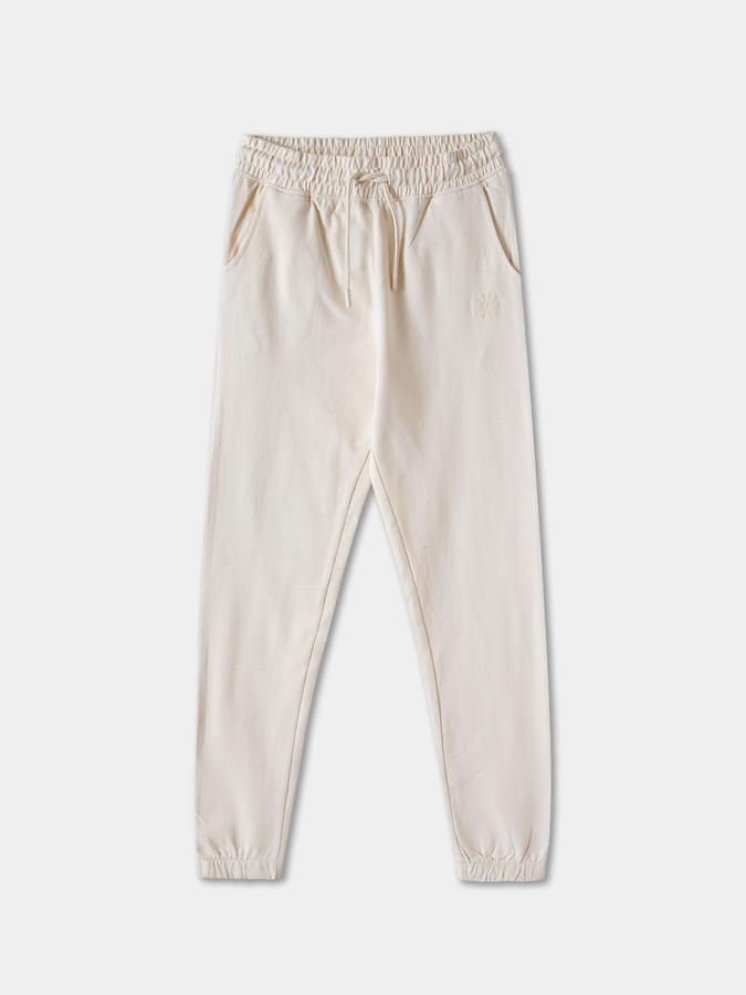 Girls Cotton Tapered Drawstring Waist Cuffed Hem Joggers