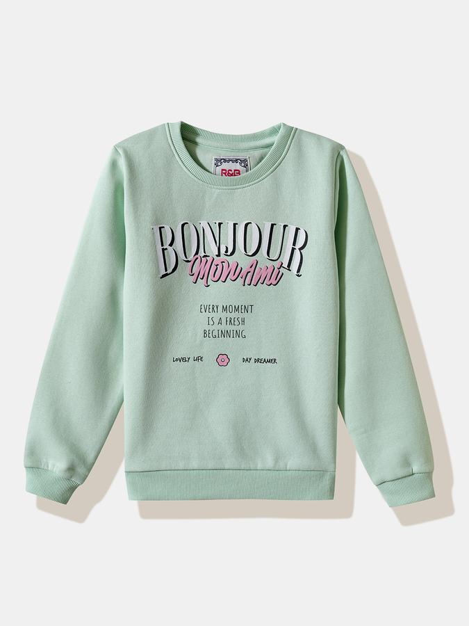 Girls Fleece Regular Fit Crew Neck Graphic Sweatshirt