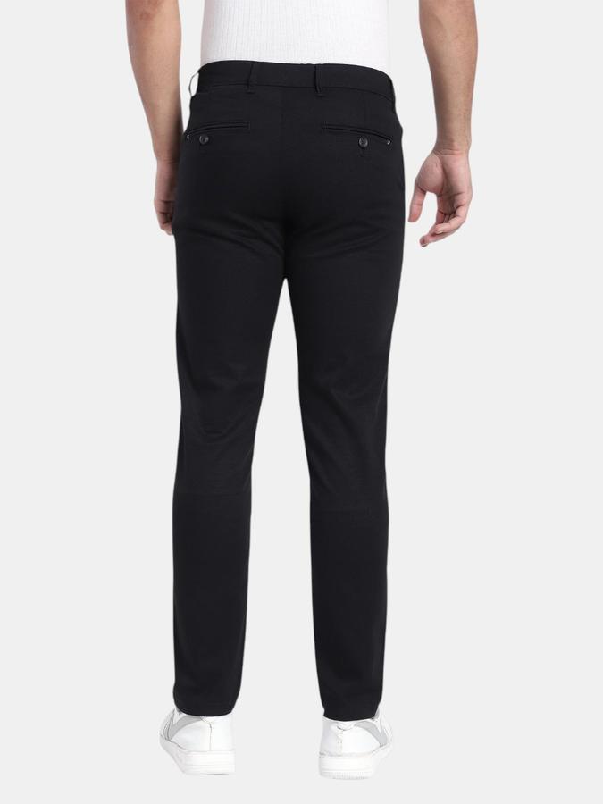 R&B Black Slim Fit Men Mid Rise Trouser
