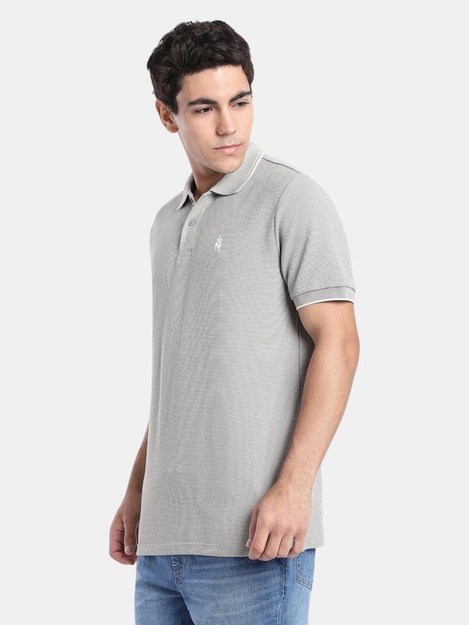 R&B Grey Solid Men Short Sleeve Polo T-shirt