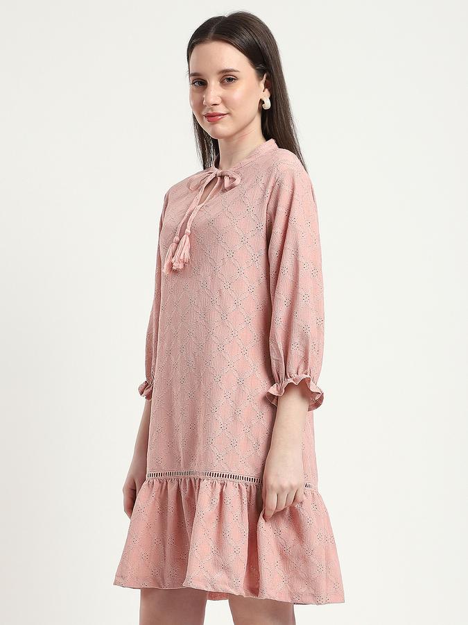 R&B Women Pink Textured Tiered Midi Dress