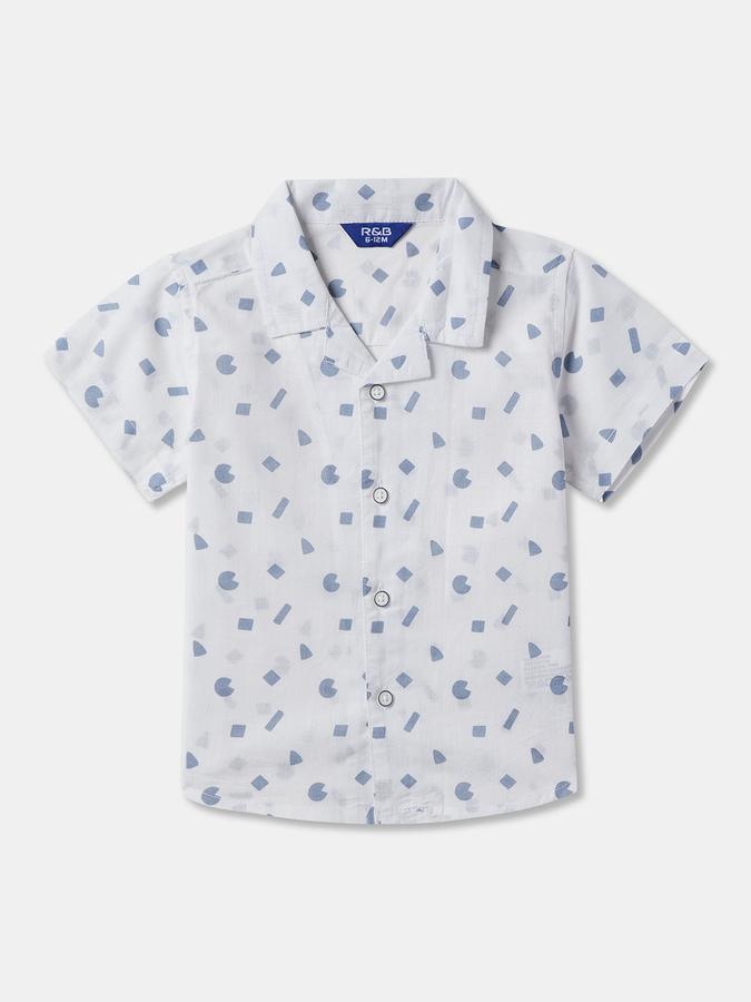Boys Geometric Short Sleeve Shirt with Shorts Fashion Set