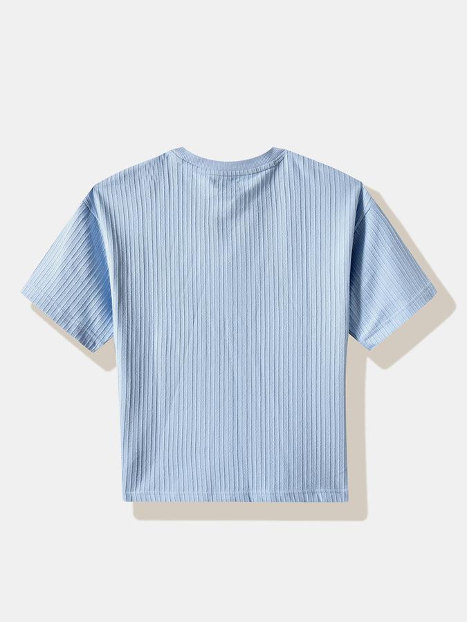 Boys Cotton Regular Fit Crew Neck Ribbed T-shirt