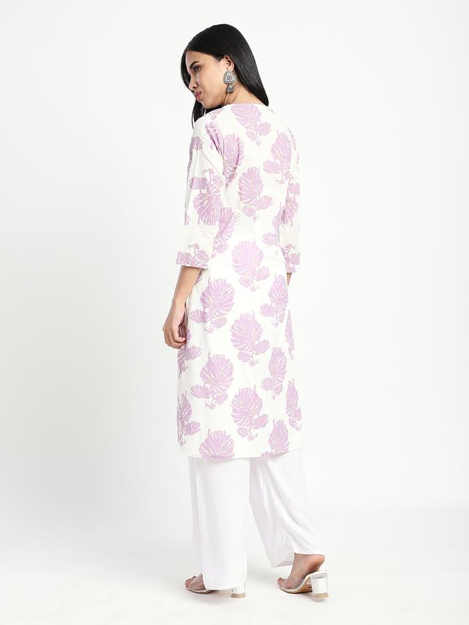Women Cotton Regular Fit Round Neck Printed Kurta