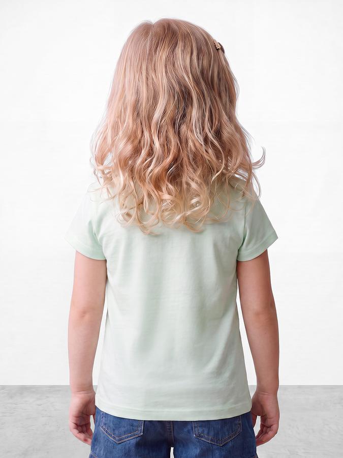 R&B Girls Green Graphic Print Short Sleeves Tshirt