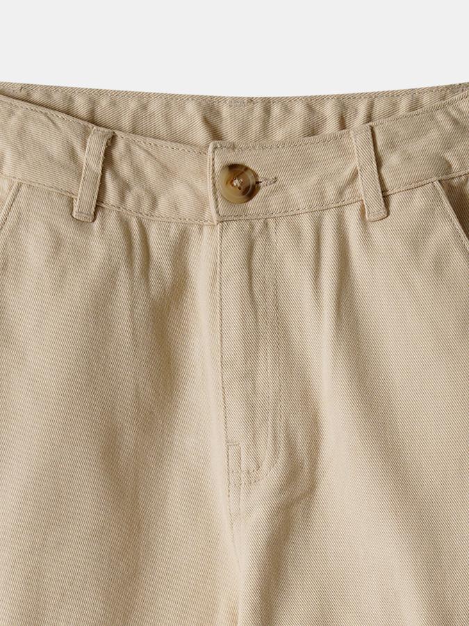 Girls Cotton Regular Fit Button Waist Pockets Pants