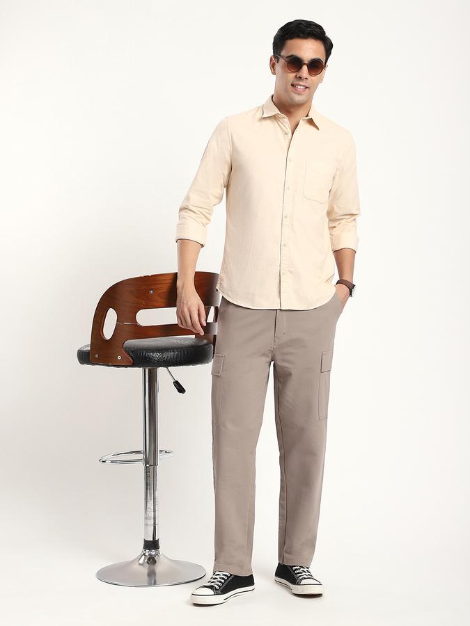 Men Cotton Regular Fit Shirt Collar Textured Shirt