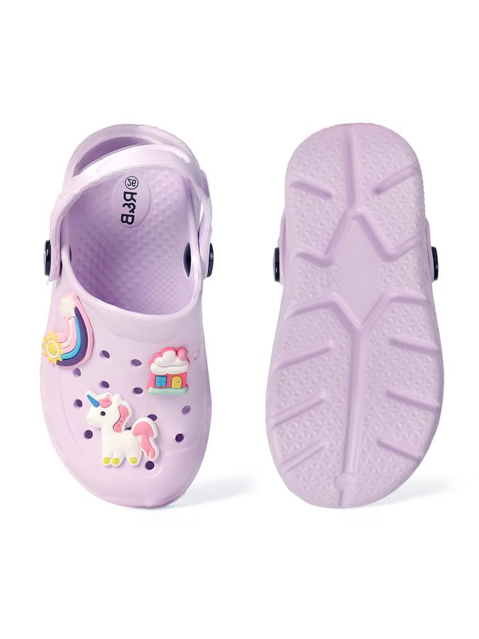 R&B Lavender Embellished Slip On Girls Clogs