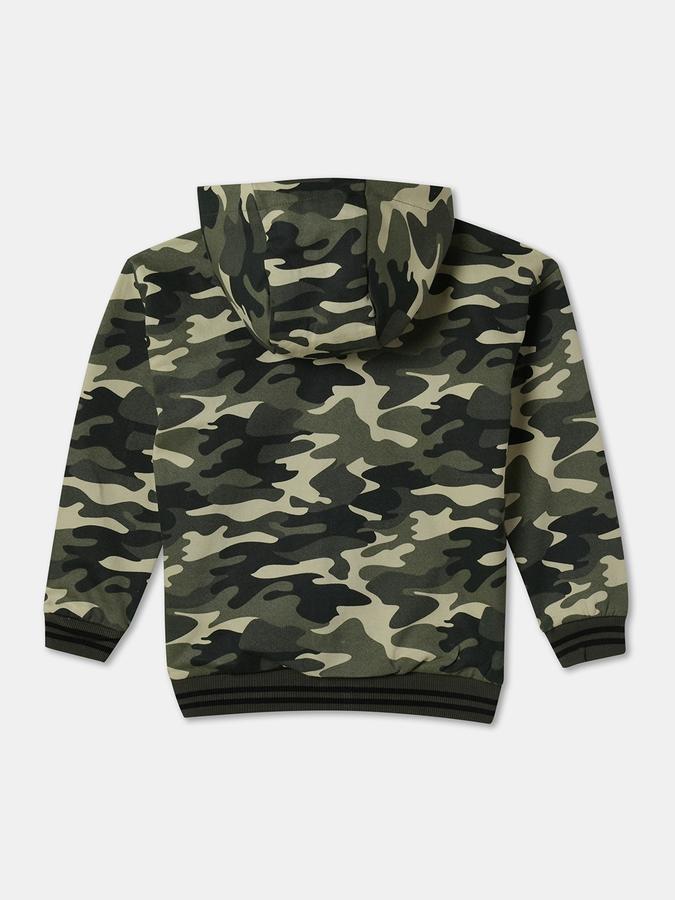 Boys Cotton Hooded Zip Up Camouflage Jacket