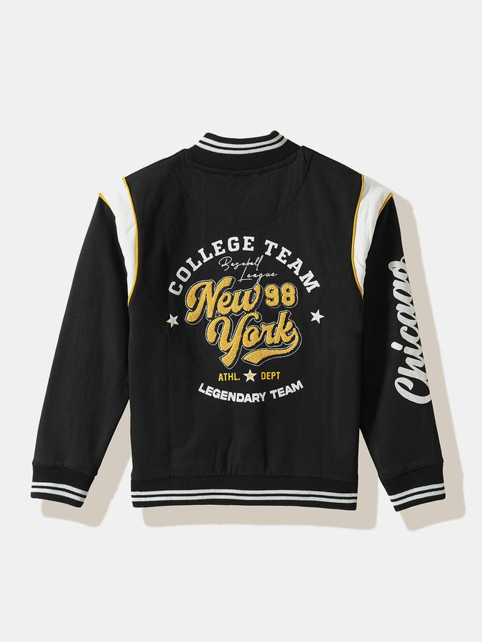 Boys Polyester Varsity Snap Front Graphic Jacket