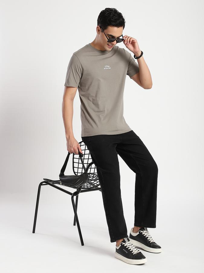 Men Cotton Regular Fit Crew Neck Typographic T-shirt