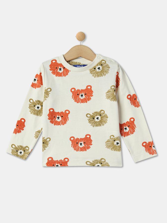 Boys Bear Print Round-Neck T-Shirt & Dungaree Set image number 2