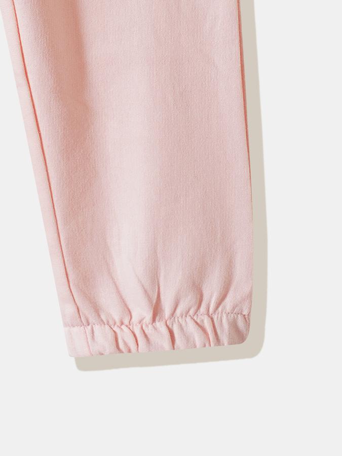 Girls Cotton Tapered Fit Drawstring Waist Cuffed Hem Joggers