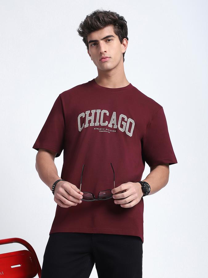 Men Cotton Relaxed Fit Crew Neck Typographic T-shirt