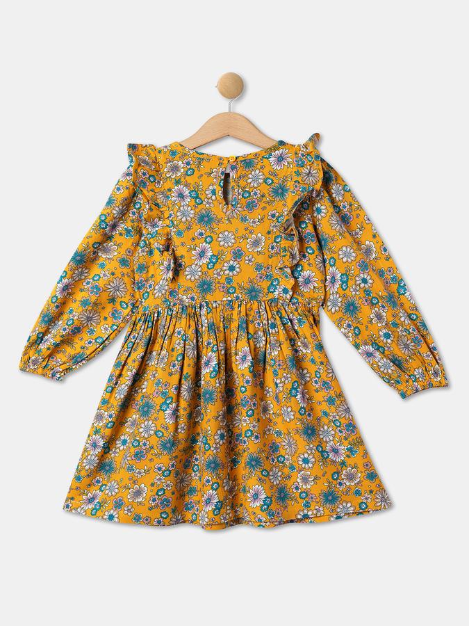 Girls Floral Print A-Line Dress image number 1
