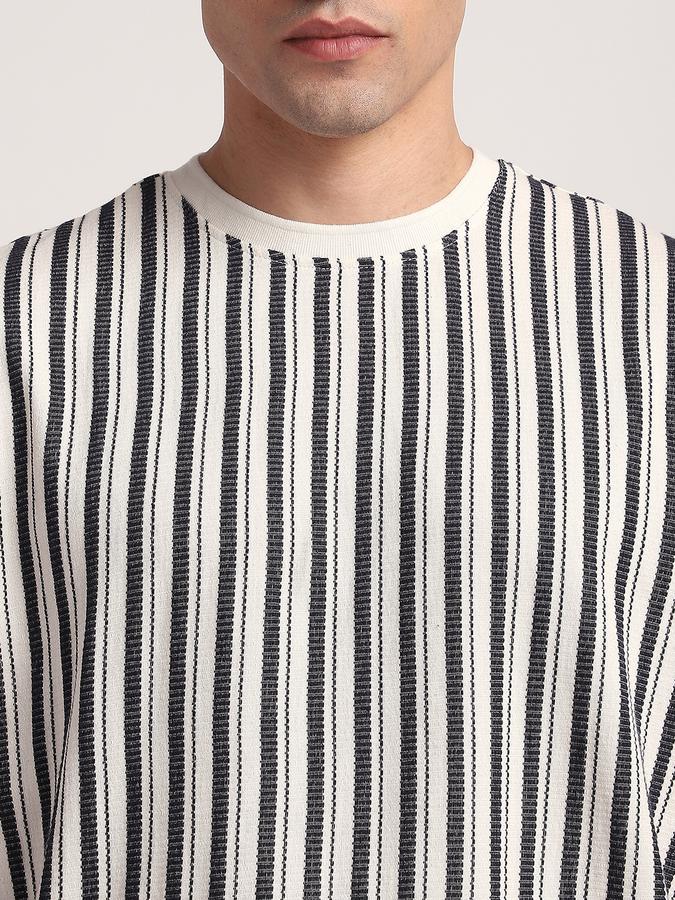 Men Cotton Regular Fit Crew Neck Striped T-shirt