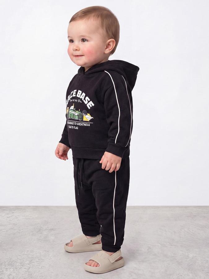 R&B Boys Charcoal Car Print Hoodie and Joggers Set
