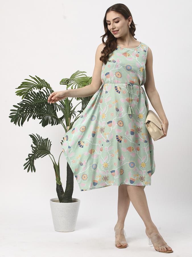 Women Poly Blend Regular Fit Round Neck Printed Kurta