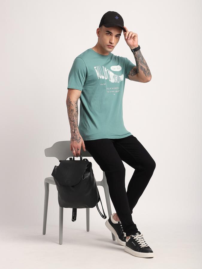 Men Cotton Regular Fit Crew Neck Graphic T-shirt