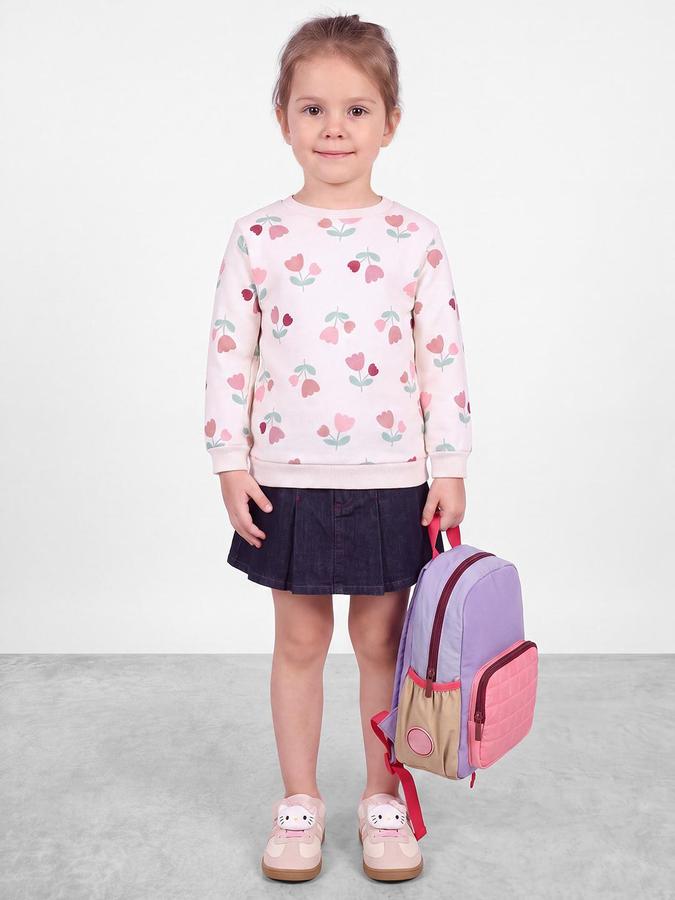 R&B Girls Beige Floral All over Print Long Sleeves Round Neck Sweatshirt