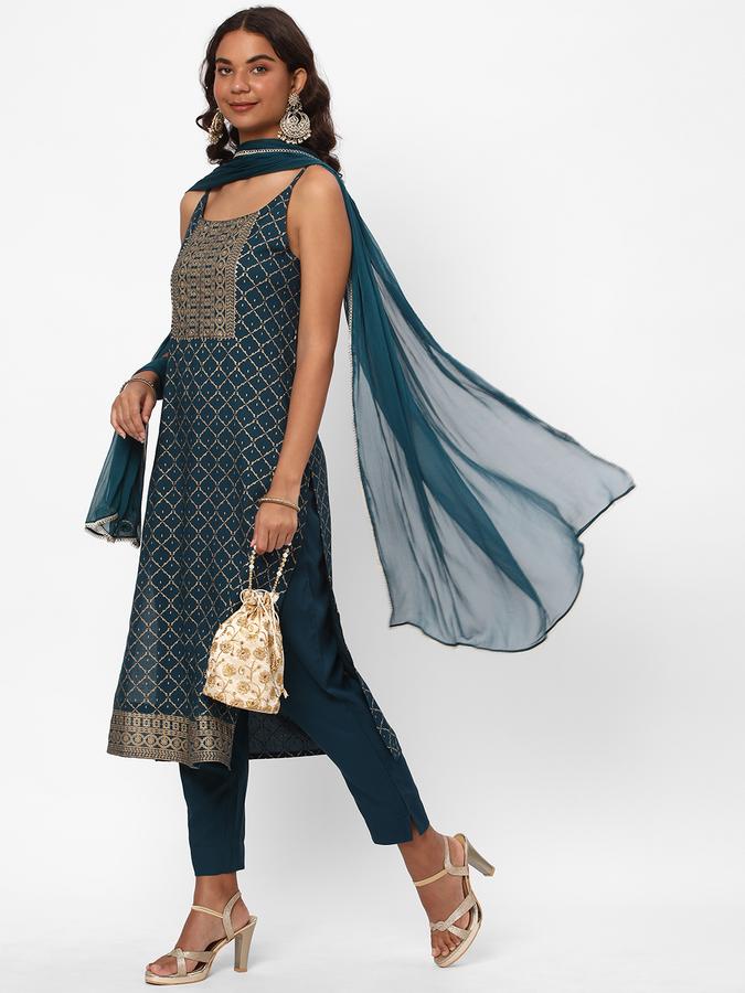 Women Embroidered Straight Kurta Set image number 1