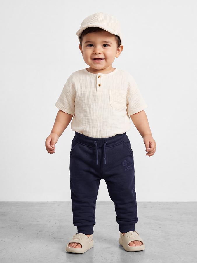 R&B Boy Navy Blue Printed Regular Fit Jogger