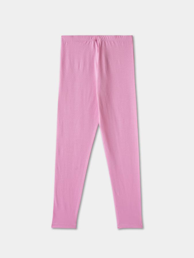 Girls Cotton Blend Skinny Fit Elastic Waist Solid Leggings