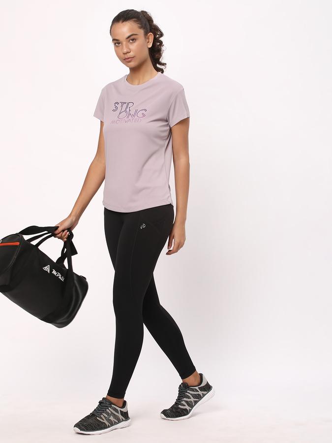 Women Regular Fit Typographic Print Crew-Neck T-Shirt image number 1