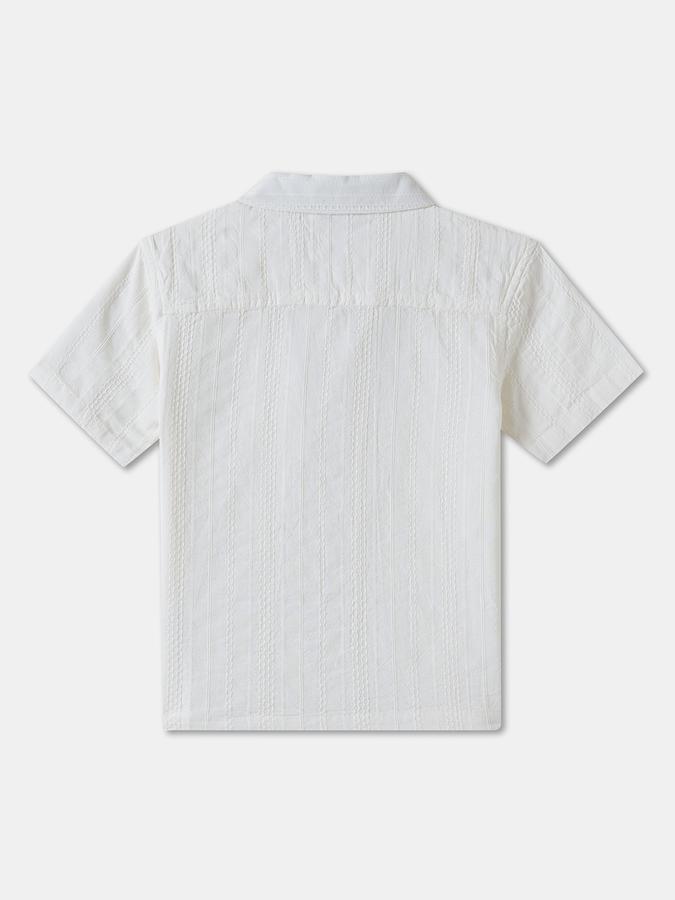 Boys Cotton Regular Fit Short Sleeve Self-Design Shirt