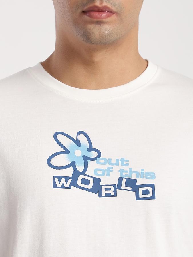 R&B Men's White Printed T-Shirt