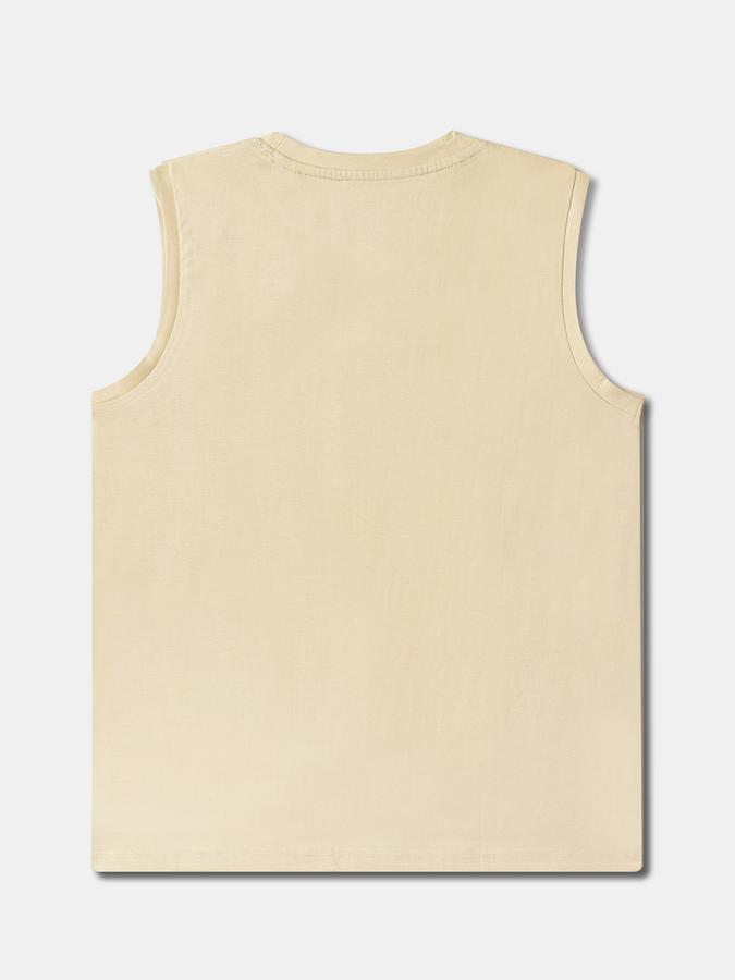 Boys Relaxed Fit Typographic Printed Sleeveless T-Shirt image number 1