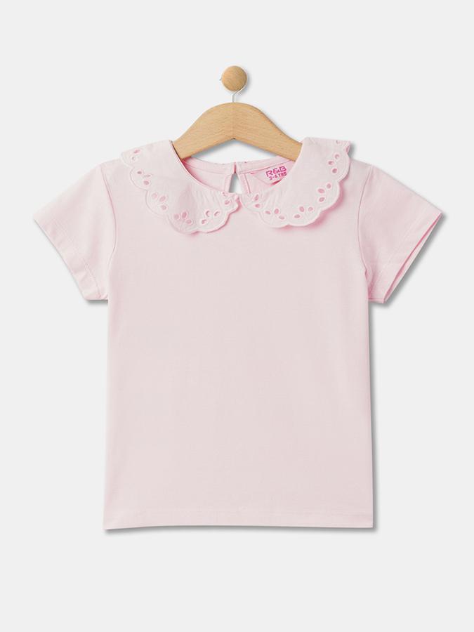 R&B Round-Neck Top with Short Sleeves 