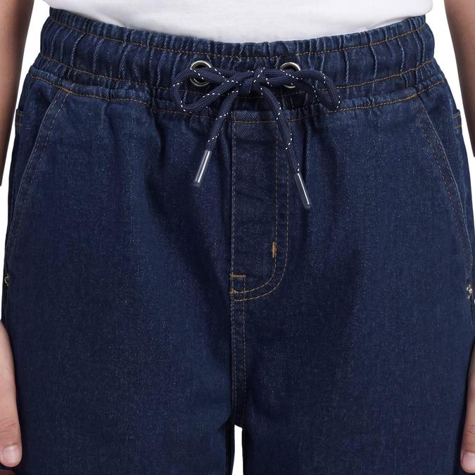 R&B Blue Regular Fit Solid Mid Rise Boys Shorts