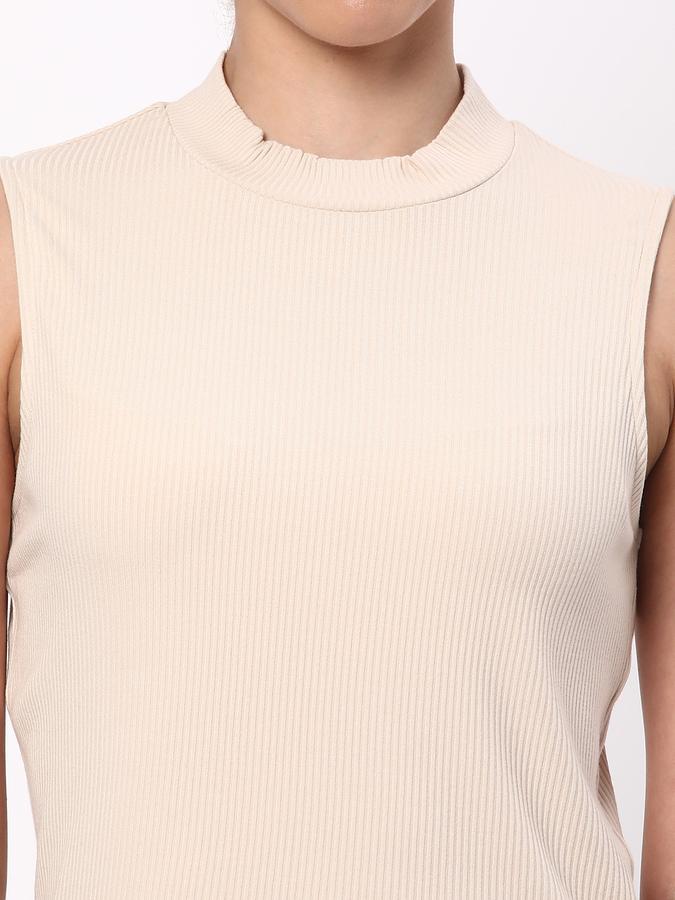 Women Ribbed Regular Fit High-Neck Top image number 3