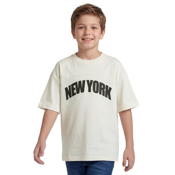 R&B Boy White Cotton Printed Round Neck T-Shirt