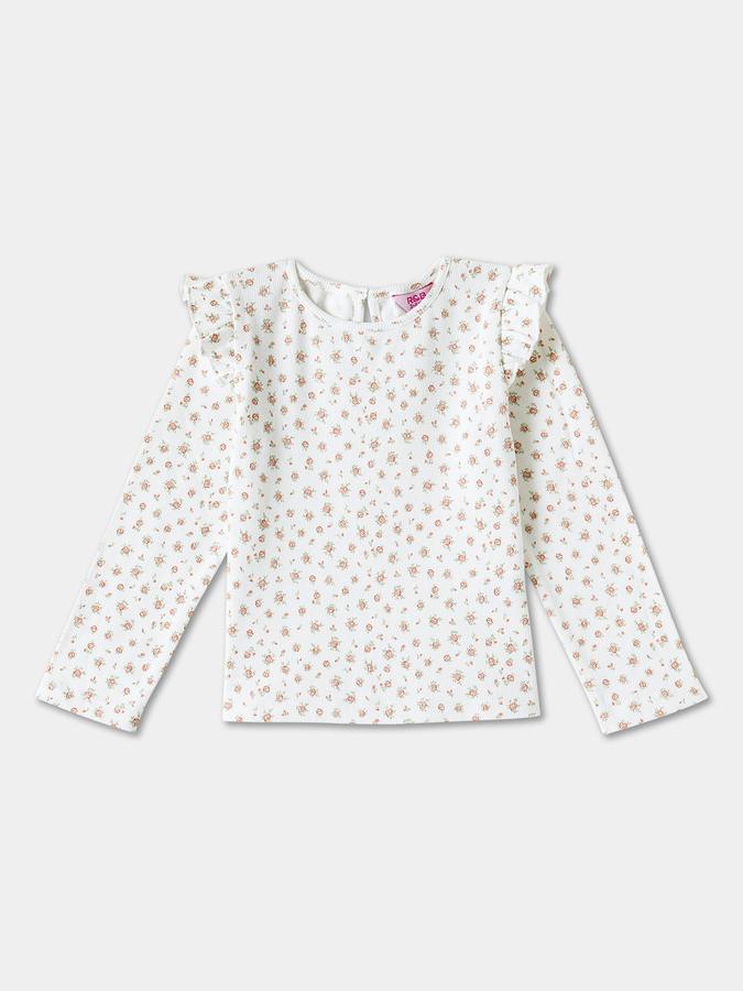 Girls Cotton Floral Long Sleeve Top and Dungarees Set