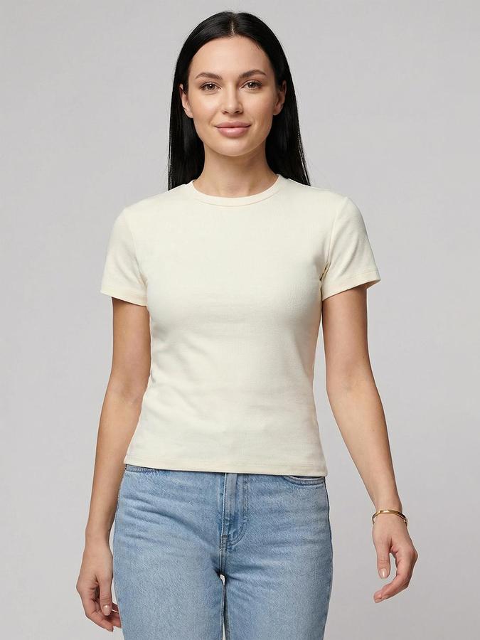 R&B Yellow Solid Women Fitted Top 