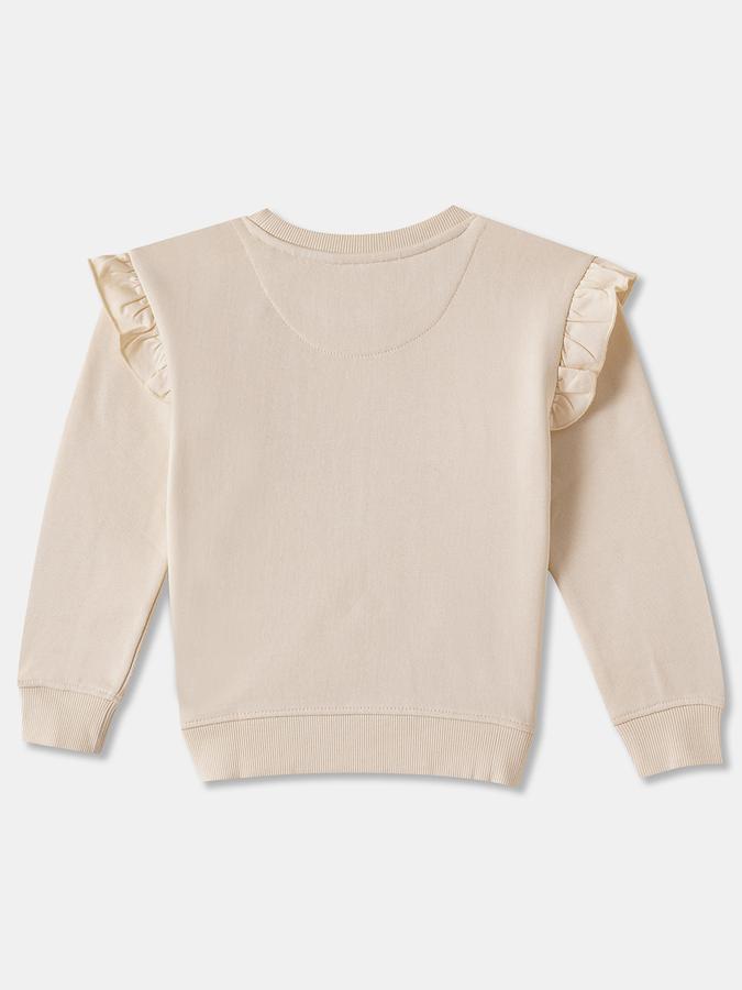 Girls Cotton Regular Fit Crew Neck Appliqu&eacute; Sweatshirt