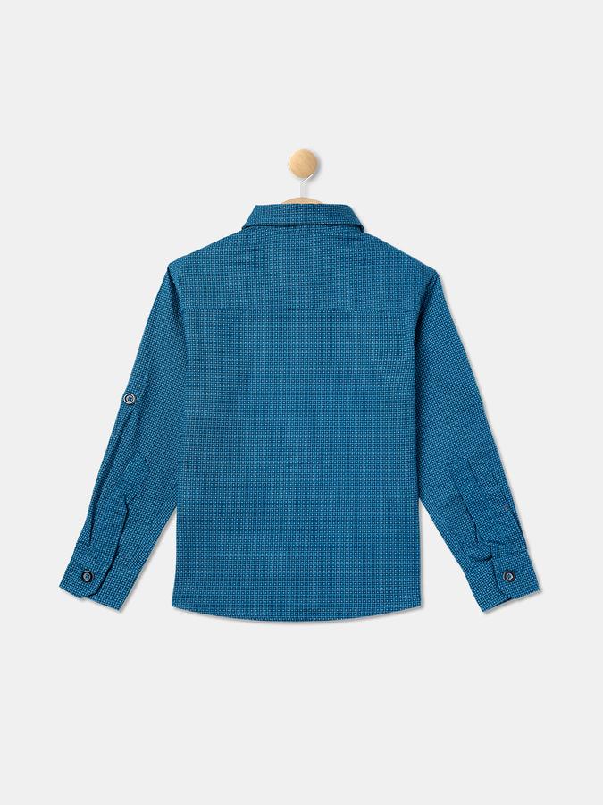 R&B Boys' Blue Printed Shirt